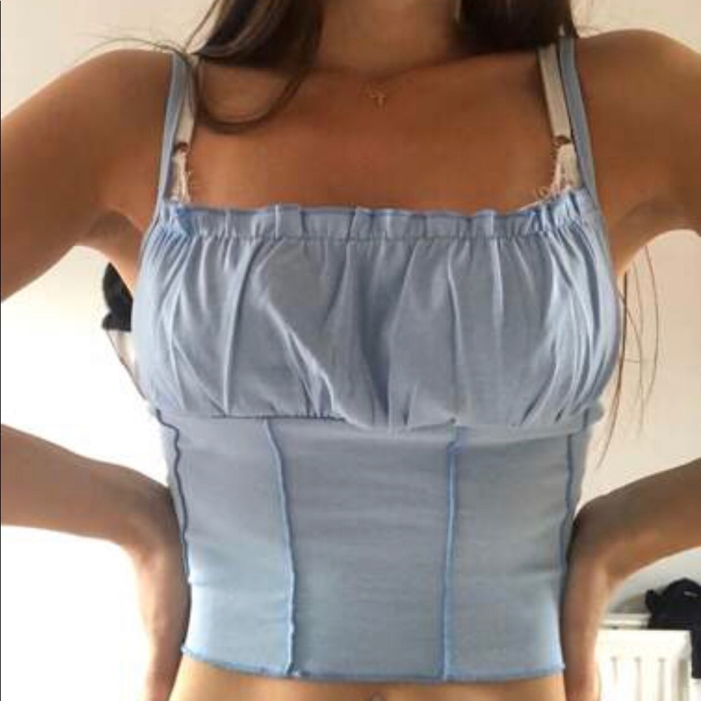 Piping lettuce edge cropped cami top